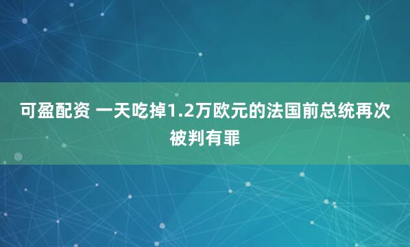 可盈配资 一天吃掉1.2万欧元的法国前总统再次被判有罪